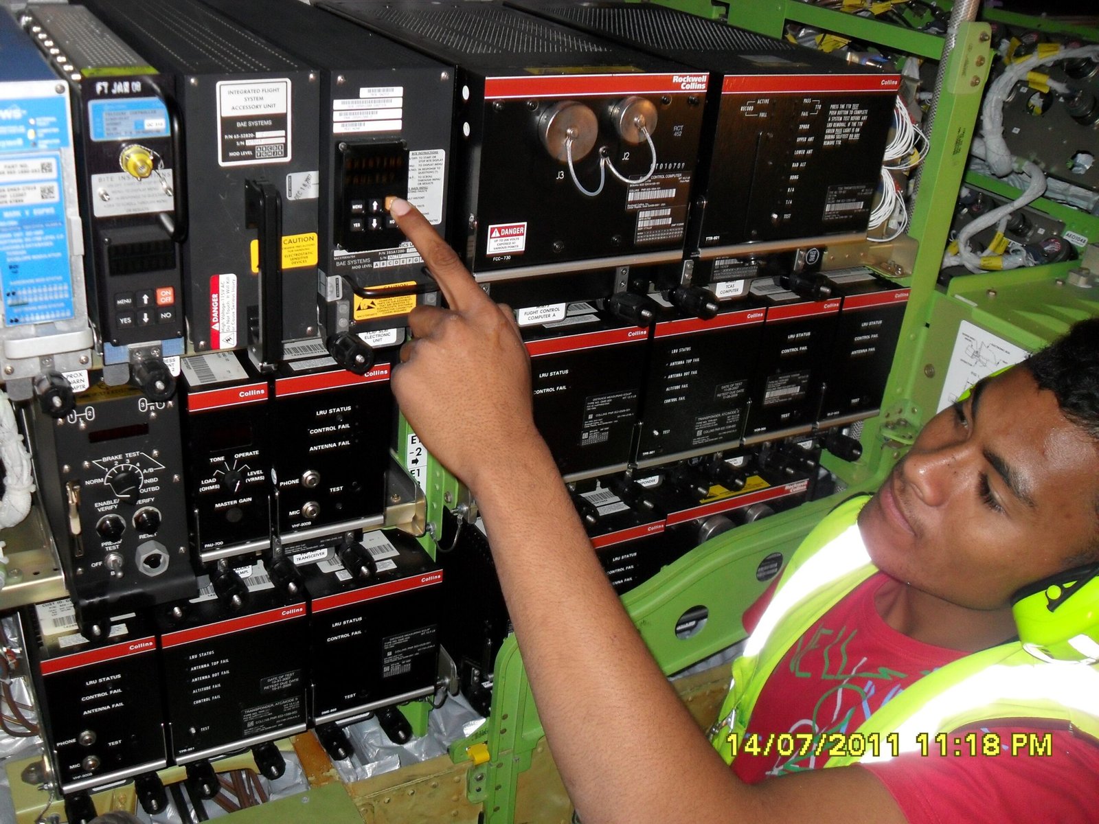 PAS Engineer inspecting aircraft equipment