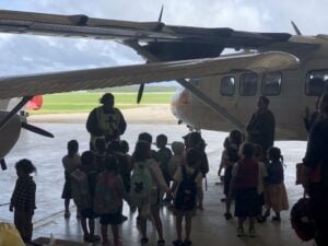 Tour guide around hangar